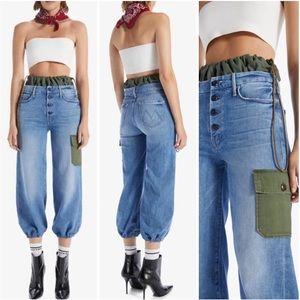 MOTHER Denim Balloon Drawstring Jeans in Pieces Of What? NEW